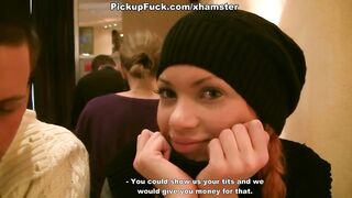 Foxy gal sucks rods in the restaurant