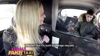 Female Fake Taxi Shy cheating boyfriend bangs blond cab driver on backseat