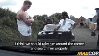 Fake Cop Male racer gets involved in trio