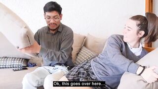 Stepfather calms down his angry stepdaughter.