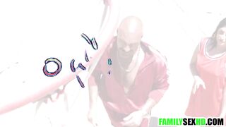 Sneaky stepdaughter screws stepdad when stepmom is in the same room