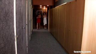 Caught peeping gets femdom tugjob