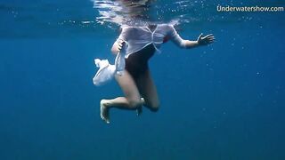 Tenerife chick swim bare underwater