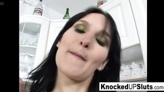 Marvelous and preggo playgirl gets banged in the kitchen
