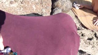 Peeping voyeur screws golden-haired mother I'd like to fuck on the beach