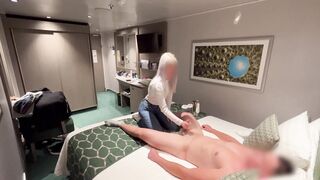 I call the hotty at the hotel reception to bring me a soft gulp to my room and that babe helps me finish cumming by jerking off