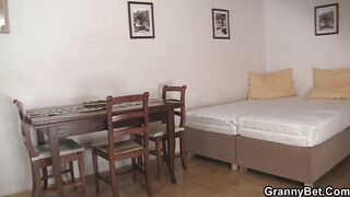 Old golden-haired chicks pleases youthful dude