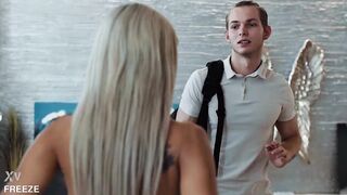 TIME FREEZE PORN - Paparazzo freezes time and screws latin babe whore Veronica Leal by her pool