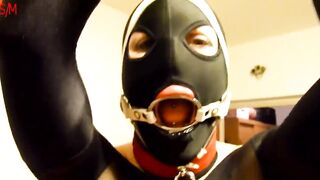 Putting massive wang gag in thrall's wench ring gagged throat