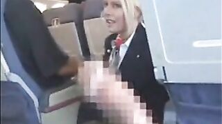 Stewardess mastubates a passenger