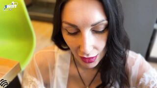 Stepson cum in twat her stepmom after breakfast