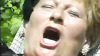 Granny Gets Gang Drilled and Cums Hard