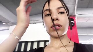 Latin Chick Fitness cums in the gym baths silently