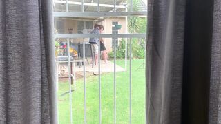 I caught my neighbours banging outside in the backyard