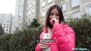 Public Agent Hawt Russian brunette hair with tattoos likes taking large shlong