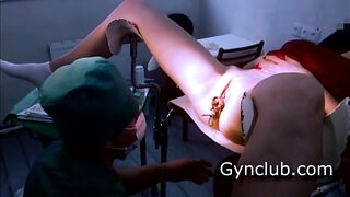 Full gyno exam gerl on gyno chair
