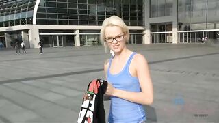 Smiling golden-haired teen, Elsa Jean loves to be pounded in the soaked cunt, during the time that in her bedroom