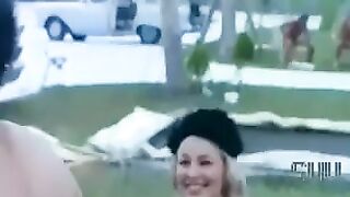 Vintage nudist camp scene