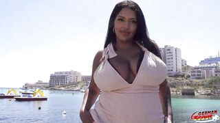 GERMAN SCOUT - Curvy German Lalin girl with Huge natural Boobs Pickup for Casting Screw