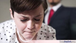 Quickie banging the additional petite and tiny tomboi secretary