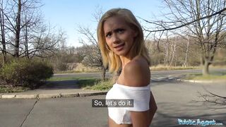 Public Agent Large dick gets blondes taut twat juicy in public forest bang