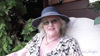 AuntJudys - 66yo Bushy Aged GILF Mrs. Claire Sucks Your Dick in the Garden (POV)