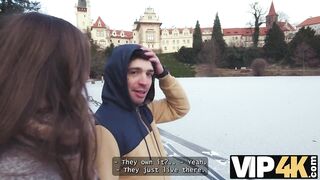 VIP4K. Met an blameless pair by the lake, worked hard on showing the cutie what wild 3some is