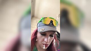 Hot Transgirl playing golf out of pants