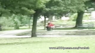 Nervous golden-haired mother i'd like to fuck flashing in the park