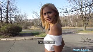 Public Agent Large wang gets blondes taut twat moist