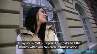 PublicAgent Ebony haired tattoo sweetheart screws dude in hotel