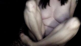 Punk angel masturbates hirsute snatch and orgasms