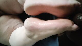 My big beautiful woman's 1st Time Footjob Close-Up