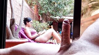 I show my large erection to my stepmother, that babe couldn't resist the temptation...