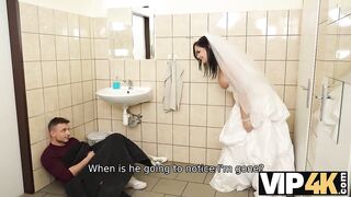 VIP4K. Being locked in the baths, hawt bride doesnt lose time and seduces random dude