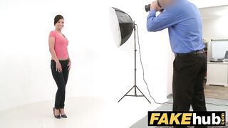 Fake Agent - Model Vicky Love takes Cumload on her Great Bazookas