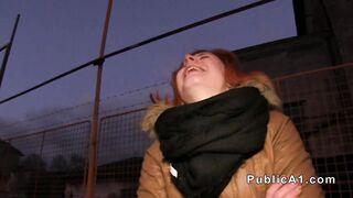 Czech redhead screwing in the car