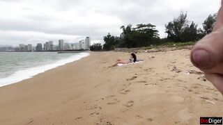 Hottie Can I Cum On Your Titties? - Public Penis Flashing On The Beach