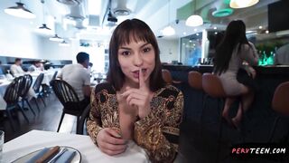 Sneaky Waitress Bangs Me Hard in the Restaurant... We Get Caught