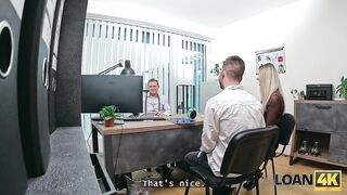 LOAN4K. Family pair came to get a loan and wife decided to screw with a manager right there