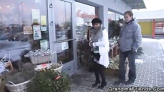 GRANDMA ALLIES - 2 boyfrends pick up older and fuck her hard