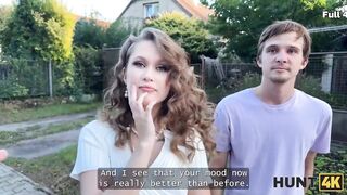 HUNT4K. Sexy angel is showing her breasts on the street. Hawt sex with Una Fairy