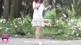redhead amateur beauty 1st time public with no pants, 4K