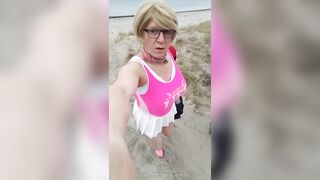 Sissy with Bimbo Breasts changes into Miniskirt Floozy Outfit and Gets Nude in Public Part8