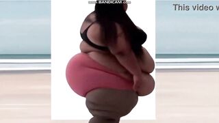 Very CHUNKY Large-titted Ebony Woman exercises on beach (Solo, AI-Generated, VB12A)