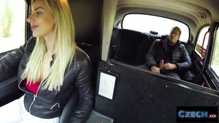 CZECH XXX - Sexy Golden-haired Taxi Driver with Hugh TITS gets Vagina Licking Orgasms