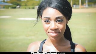 TheRealWorkout - Curvy Black Rides White Shlong after Workout