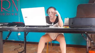 camera in the office No pants secretary Stripped secretary