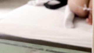 GOURMET AMATEUR LATIN CHICK COMES CONCUPISCENT FROM SCHOOL AND RIDES HER MUCH LOVED TOY DURING THE TIME THAT HER PERVERT STEPFATHER WATCHES HER