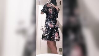 Lewd Oriental trans gal solo masturbates and cum in a public water closet (almost got caught)